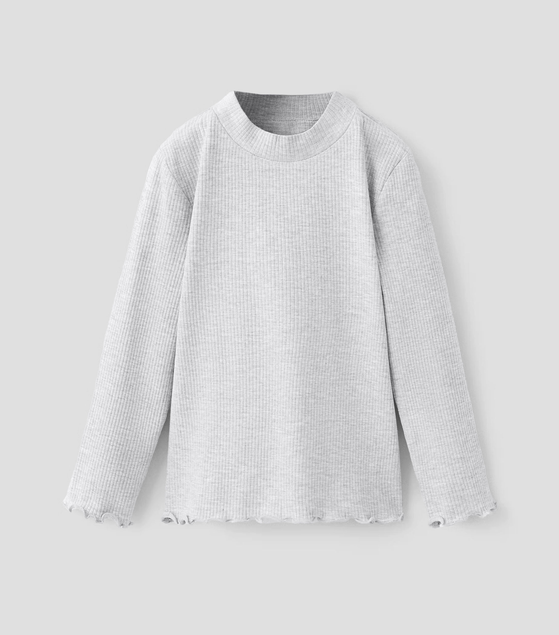 Playera cuello redondo manga larga jaspeada Niña